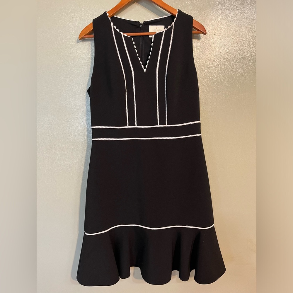 Kate Spate New York Womens Classic Black White Trim Dress Cocktail Office Sz 12